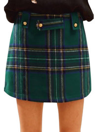 So Me Gloria Checkered Plaid Holiday Skort in red hunter green - women's shorts