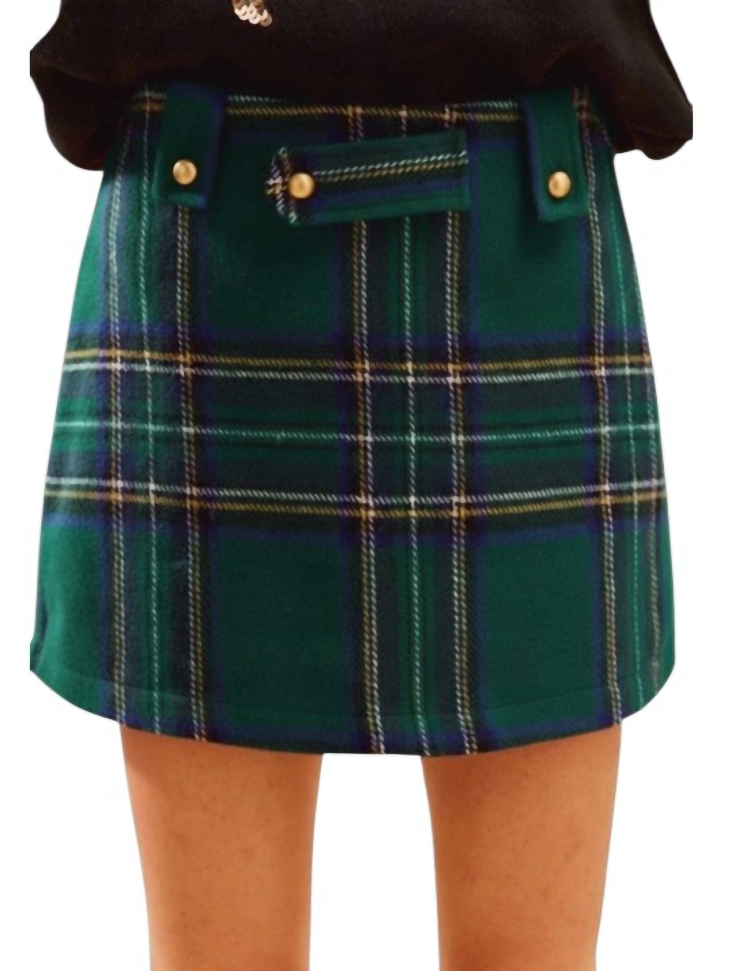 So Me Gloria Checkered Plaid Holiday Skort in red hunter green - women's shorts