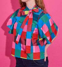 Alden Adair Heddy Mock Neck Top in holiday check - women's blouse - view 4