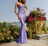 Faviana - Long Hotstone Lace-up Back Maxi Dress
