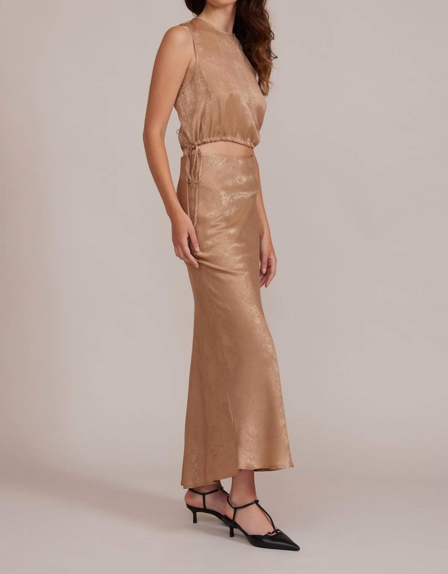 LUCY PARIS Thora Tie Top in gold - women's blouse - detail view