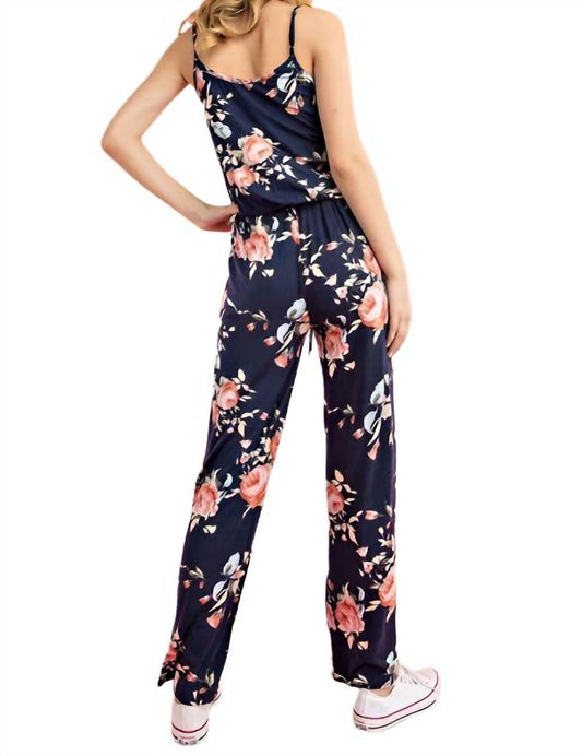 12Pm By Mon Ami - Jersey Floral Jumpsuit