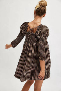 Free People Star Dip Mini Dress in black combo - women's dress - detail view