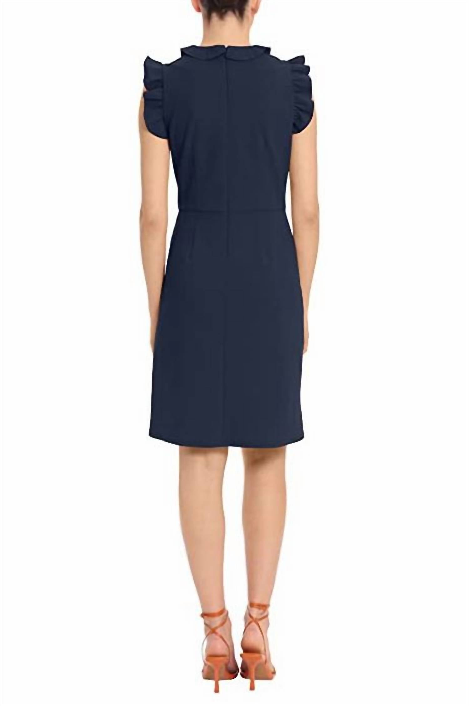 Maggy London - Ruffle Sleeves Short Crepe Dress