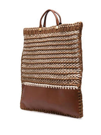 Valentino Garavani Men's Identity Fabric and Leather Tote Bag in brown - men's bag