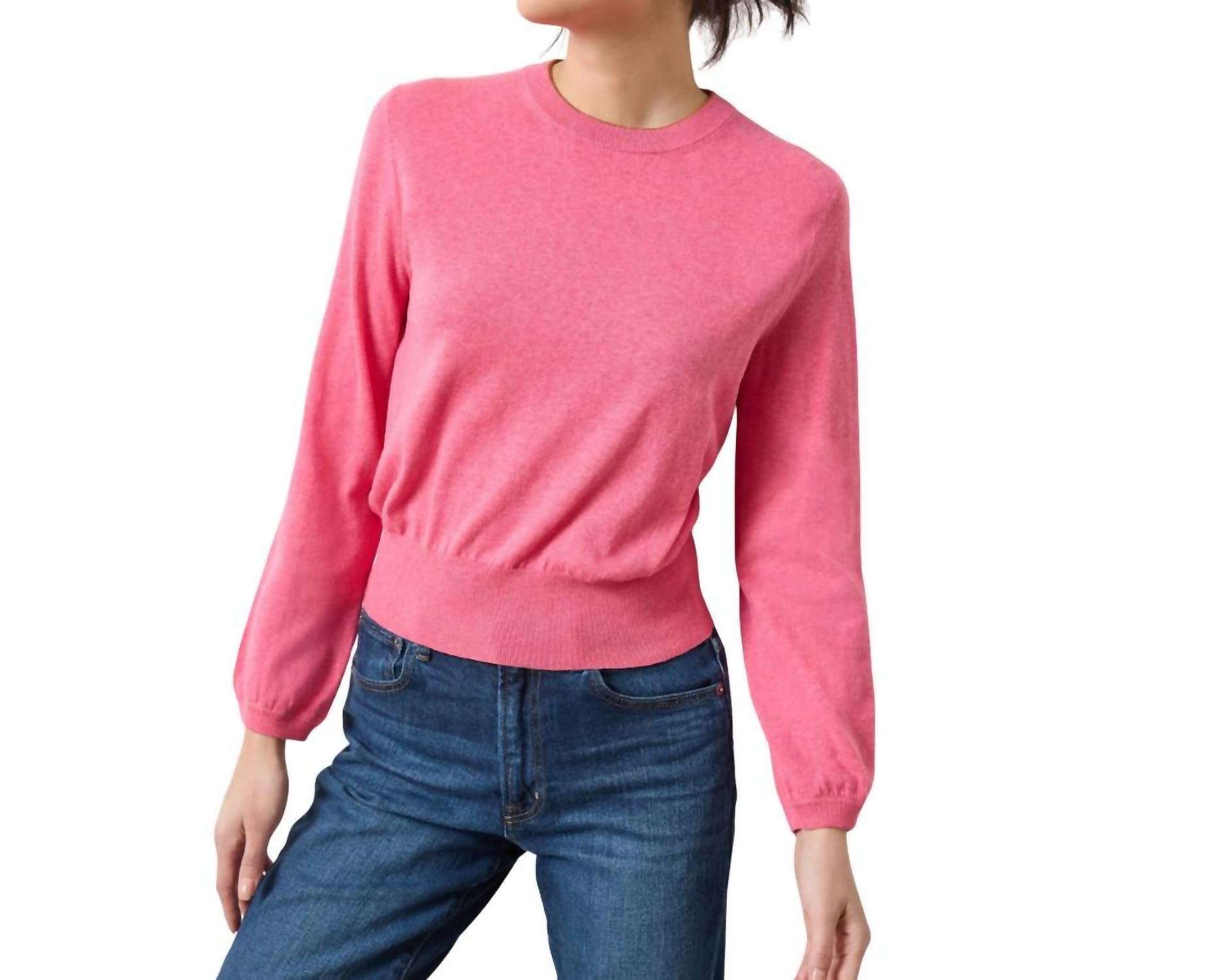 Lilla P - Shirred Sleeve Crewneck Sweater