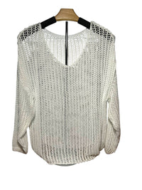 Made In Italy - Breezy Crochet V-Neck Top