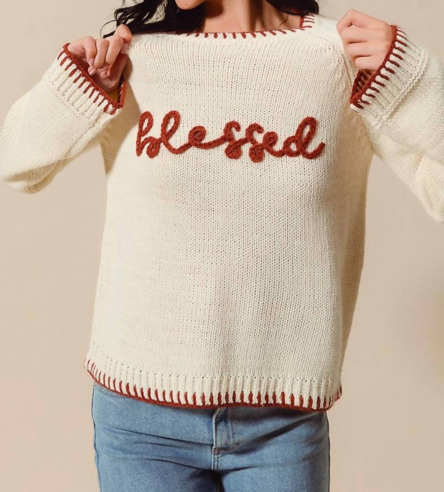 So Me - Blessed Blanket Sticth Sweater