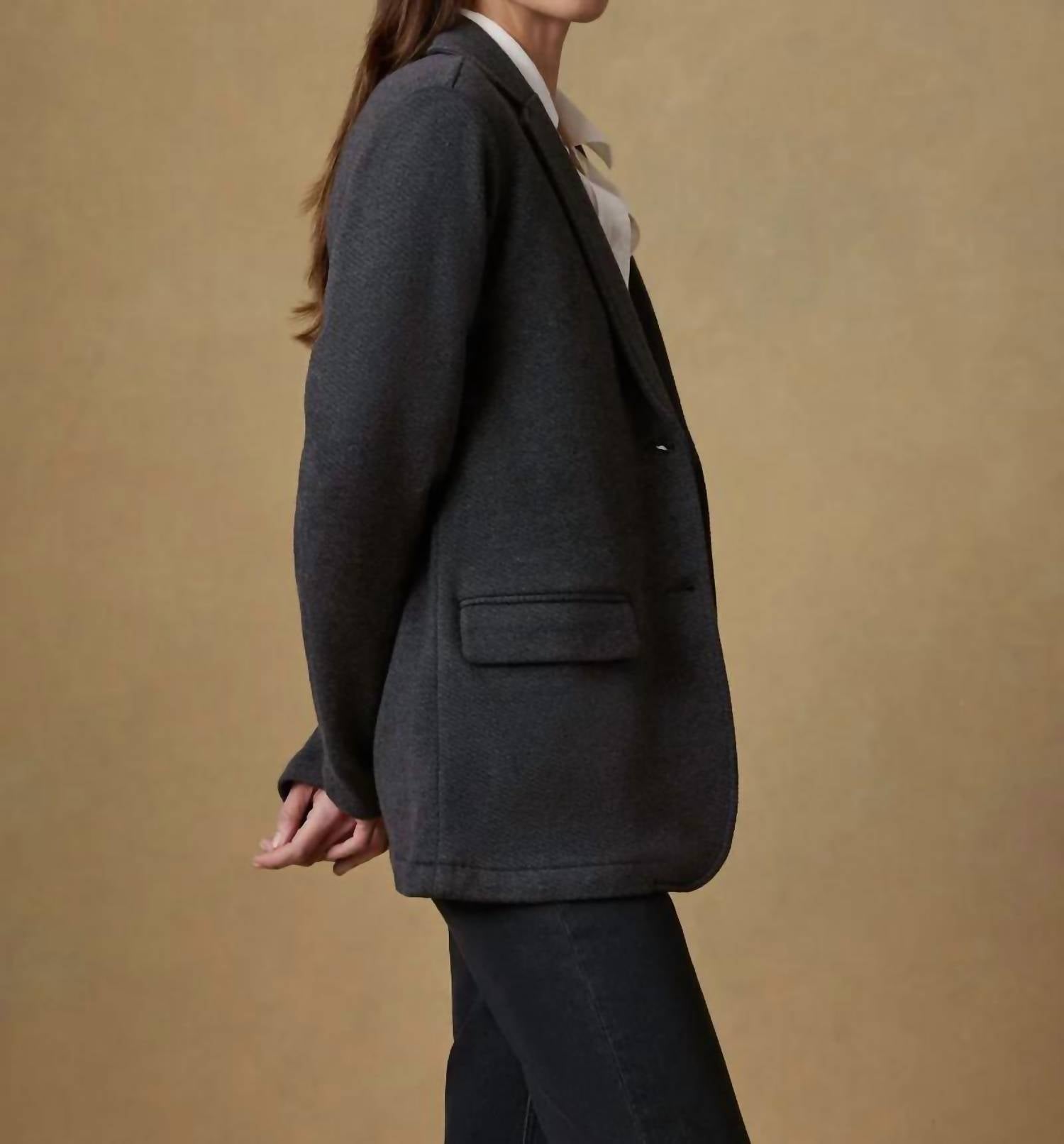 Faherty Inlet Knit Blazer in black sky melange 1 - women's jacket - alternate view