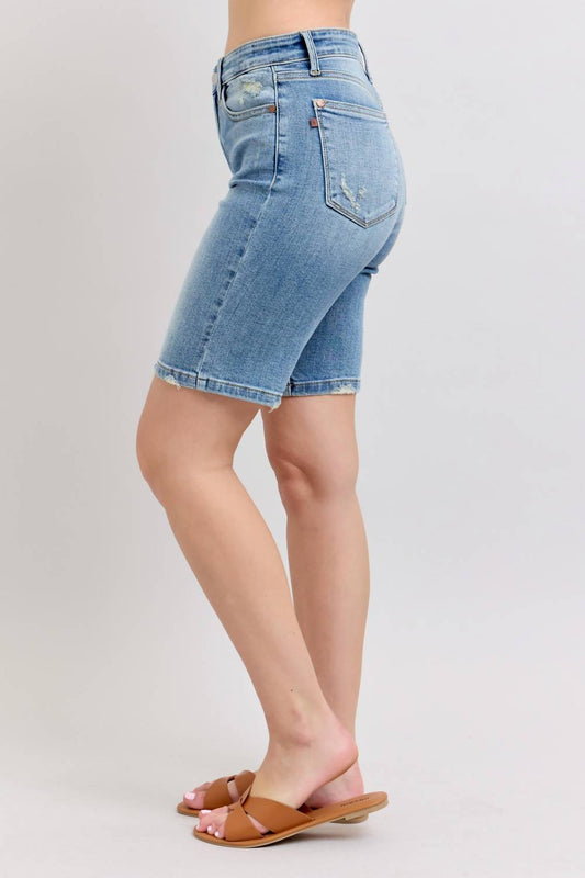 Judy Blue - High Waist Vintage Wash Bermuda Denim Short