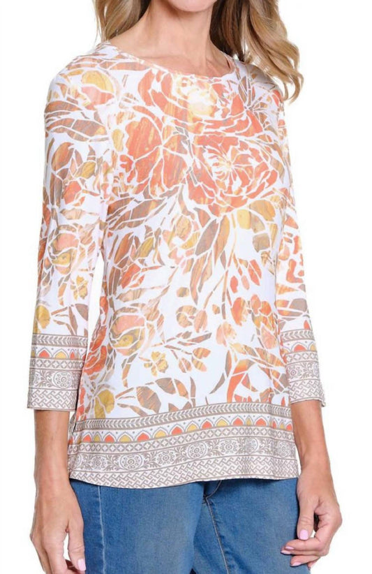 Multiples - 3/4 Sleeve Scoop Embellished Knit Top