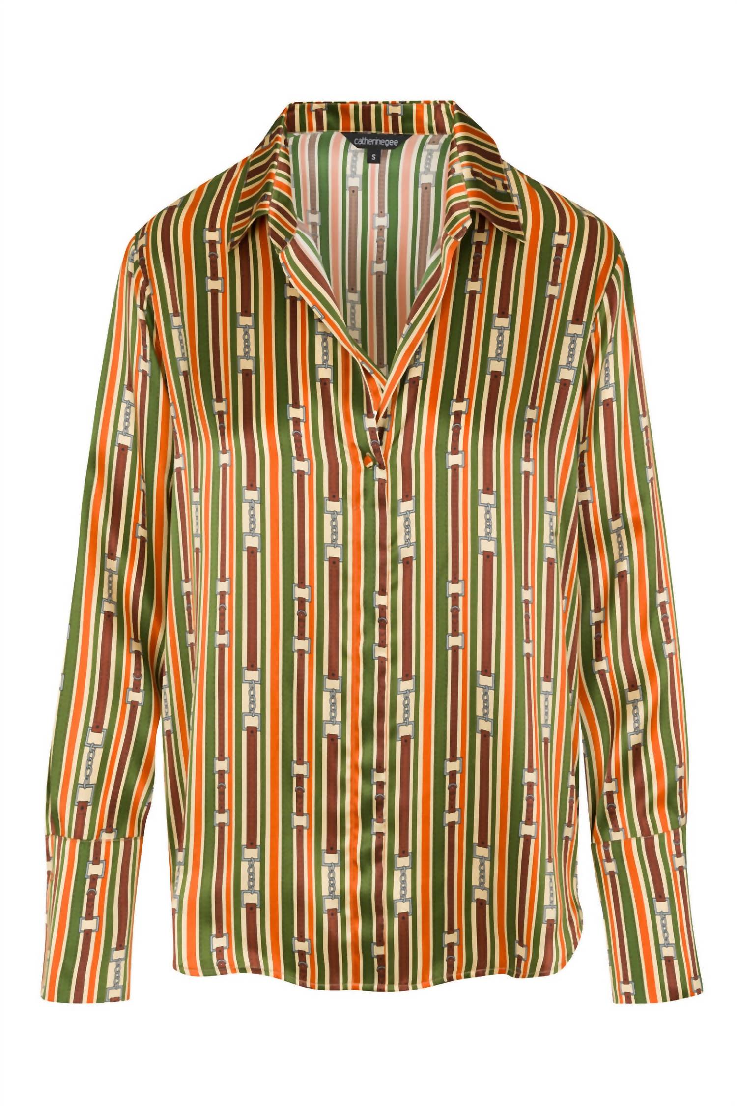 catherine gee Daria French Cuff Silk Blouse in thin belt - women's blouse - alternate view
