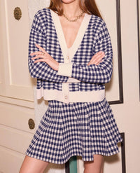 Skies Are Blue - Checkered Pattern Knit Cardigan