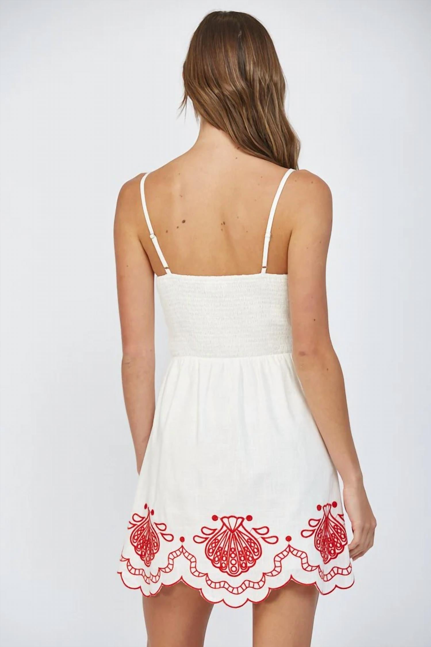 Fate - Coastal Embroidered Scalloped Dress