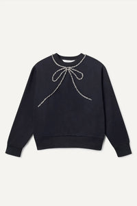 Compania Fantastica Jewel Neck Tie Sweatshirt in black - women's top - view 4