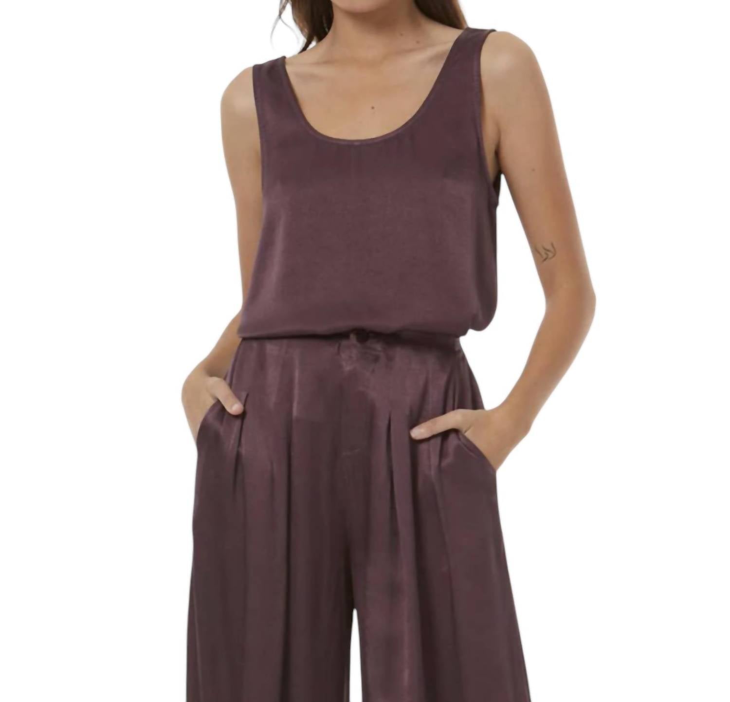 Young Fabulous & Broke - DANA HEAVY SATIN SCOOP TANK TOP