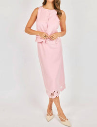 Sadie & Sage Blushing Lace Midi Skirt in pink - women's skirt