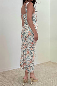 SALTY Central Park Floral Bodysuit Midi Dress in cream - women's dress - alternate view