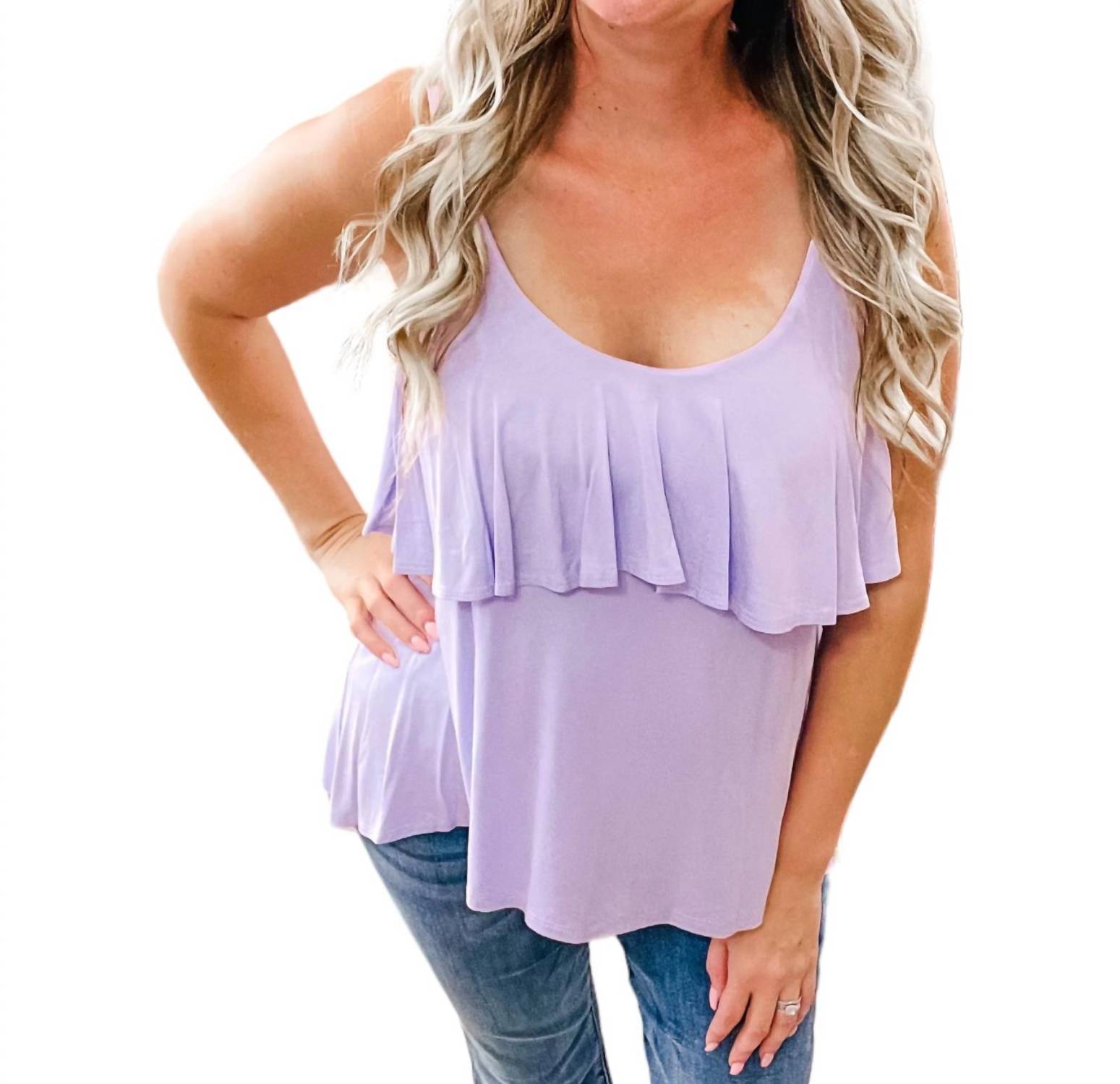 7Th Ray - High Low Ruffle Cold Shoulder Top