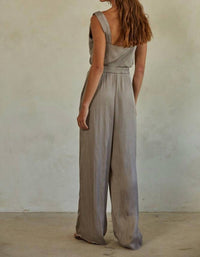 By Together Erin Satin Jumpsuit in gray - women's pants - detail view
