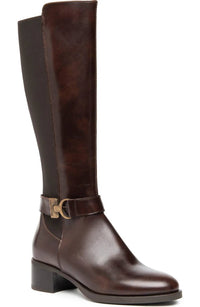 NeroGiardini Women's Tall Block Heel Boot in brown - women's shoe - detail view