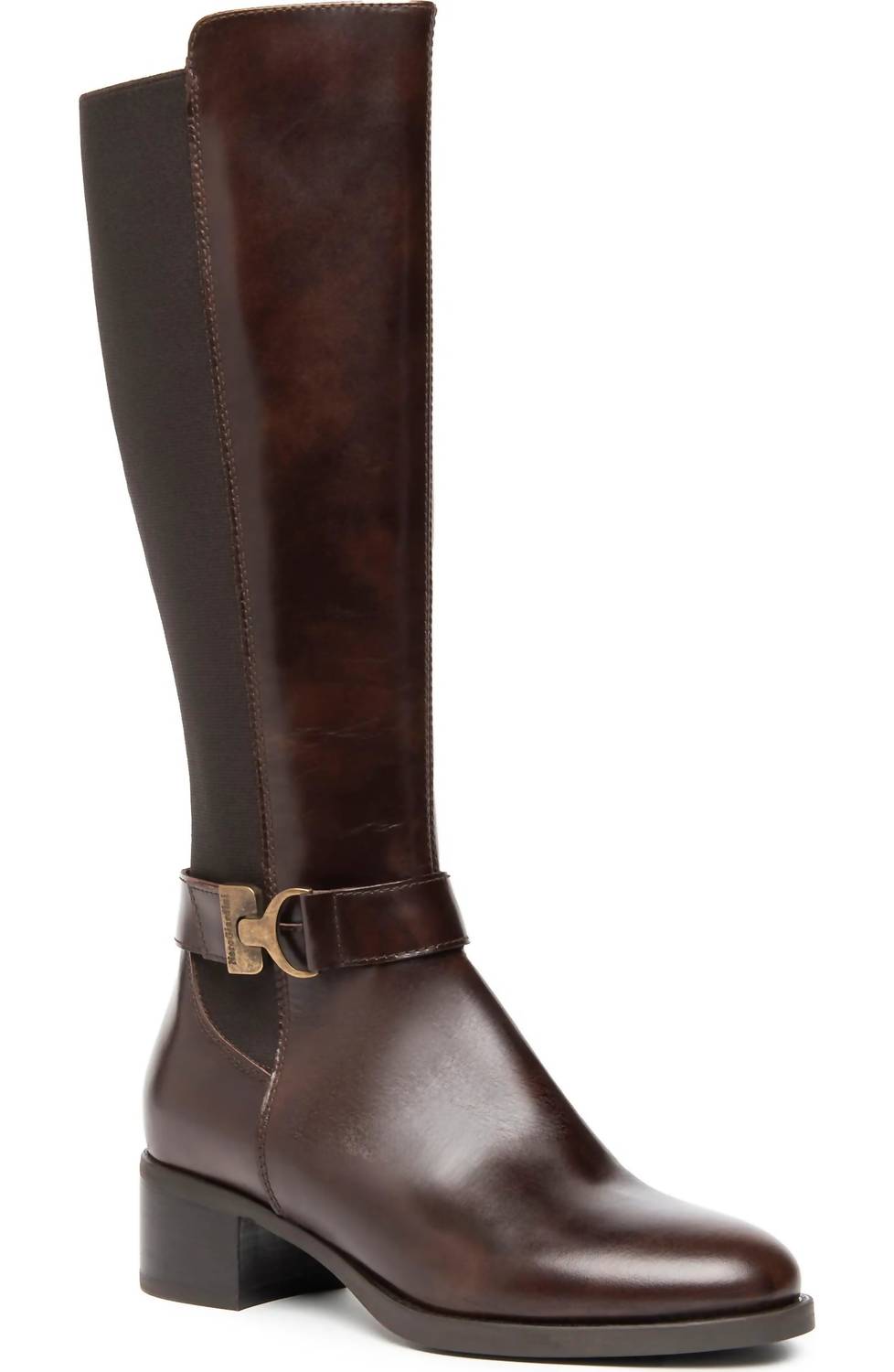 NeroGiardini Women's Tall Block Heel Boot in brown - women's shoe - detail view