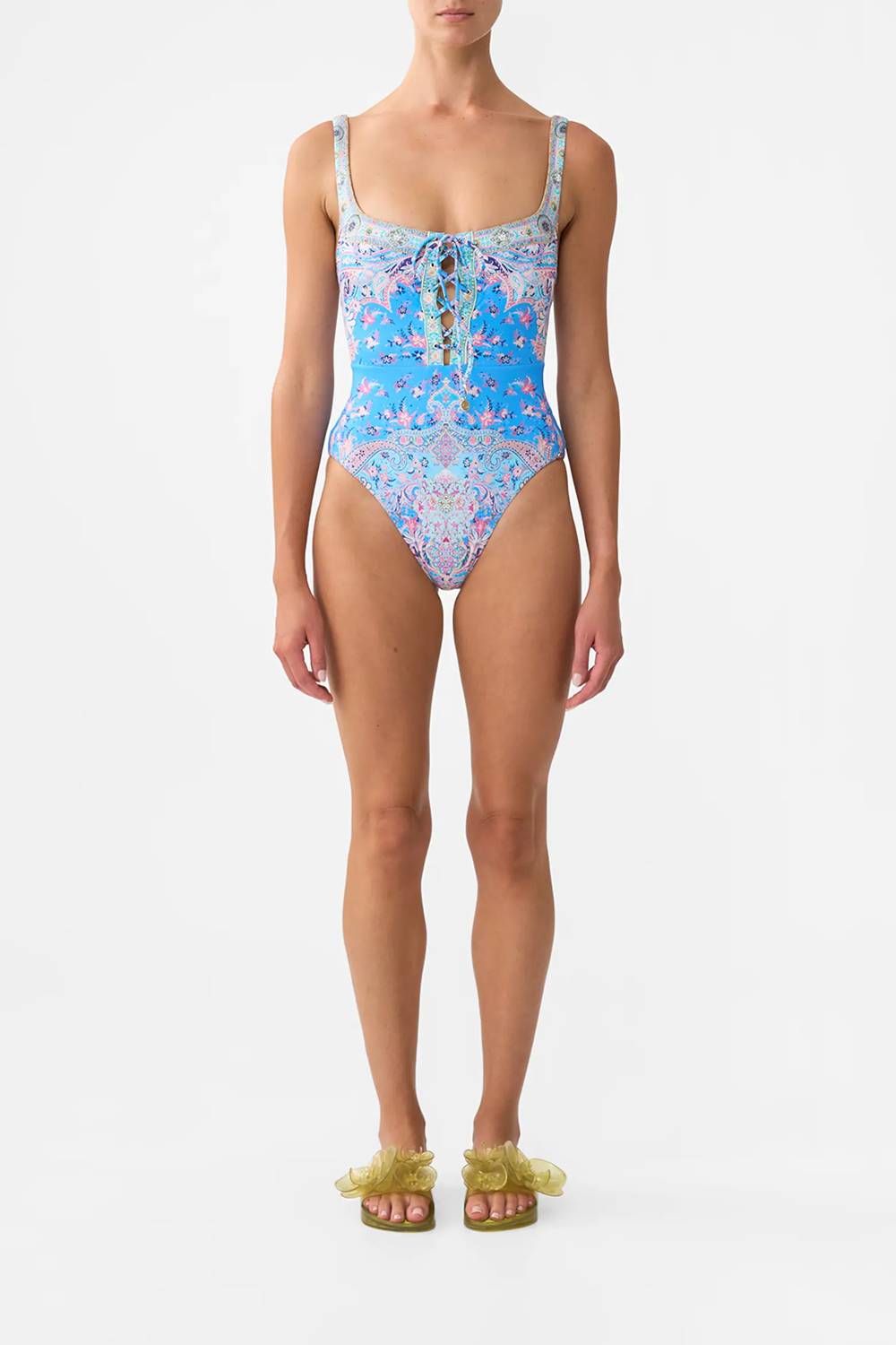 Camilla - Lace Up Underwire Square Neck One Piece
