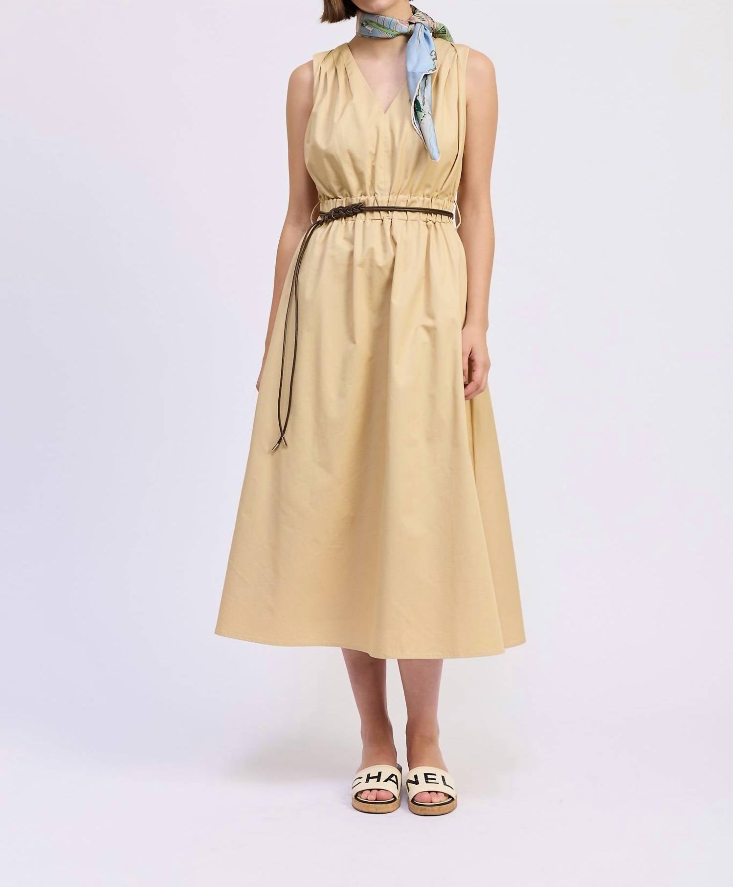 En Saison Women's Cecilla Midi Dress in khaki - women's dress