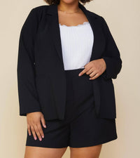 PLUS SIZE LONG SLEEVE OPEN BLAZER
