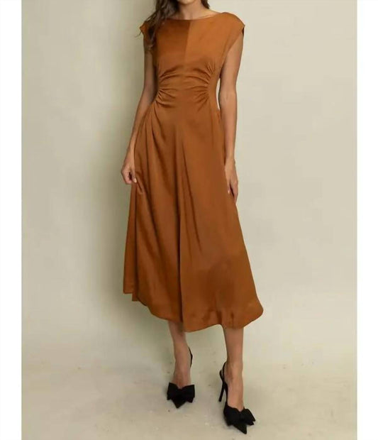 Heyson - Ruched Satin Midi Dress