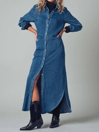 Urban Daizy - Relaxed Western Denim Midi Shirt Dress