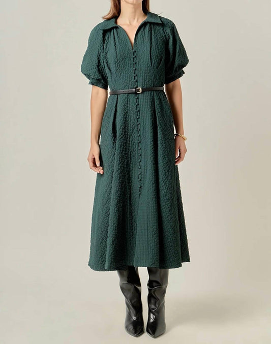 English Factory - Textured Midi Shirt Dress