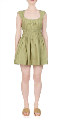 CIAO LUCIA Abella Cotton Mini Dress in khaki - women's dress