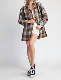 Ee:Some - Checker Print Button Down Shacket