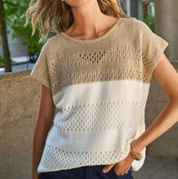 Joseph Ribkoff - COLOR BLOCK KNIT PULLOVER TOP