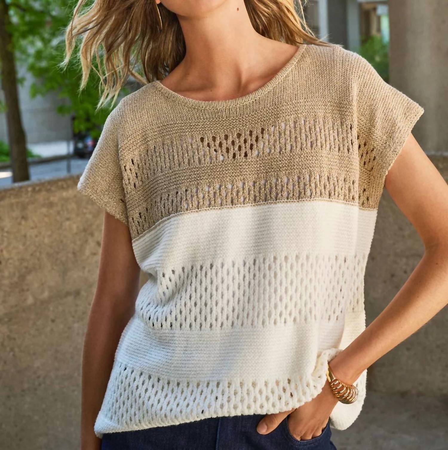 Joseph Ribkoff - COLOR BLOCK KNIT PULLOVER TOP
