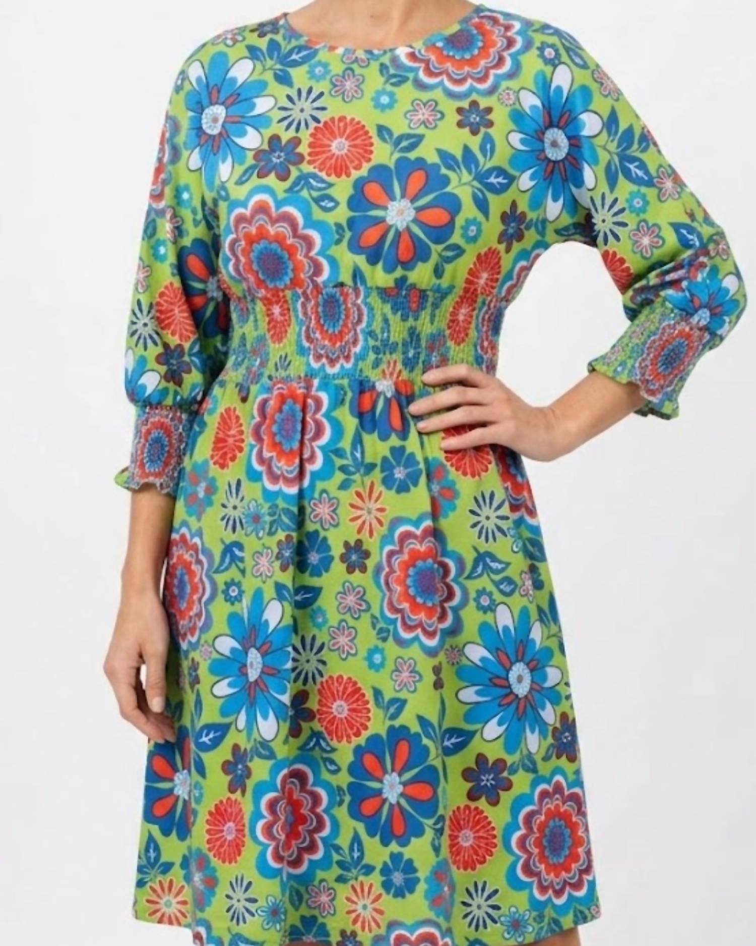 Multiples - Dolman Sleeve Wide Neck Needle Waist Dress