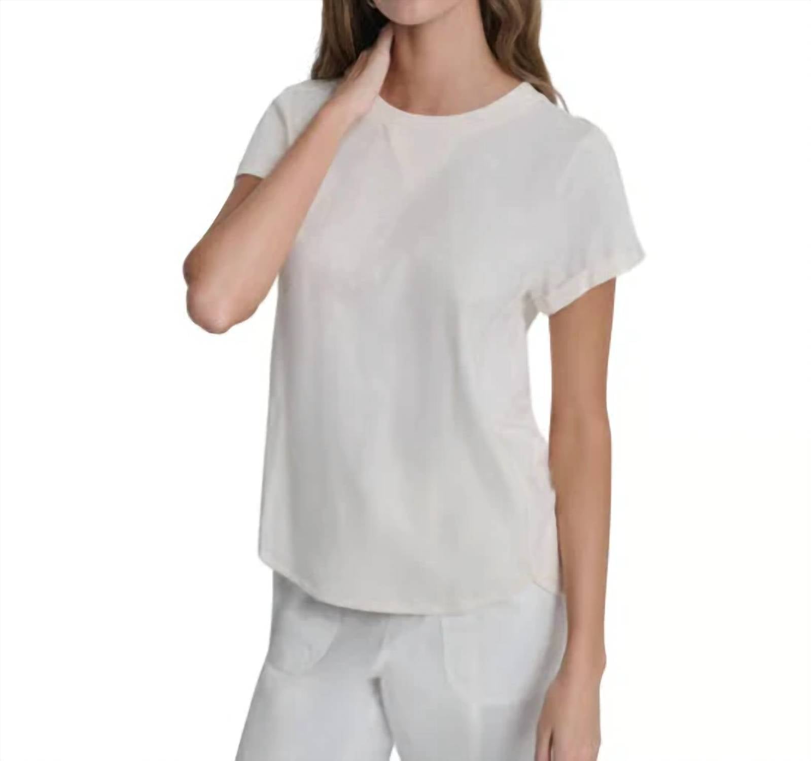 Dkny - Women's V-inset Roll-sleeve T-shirt