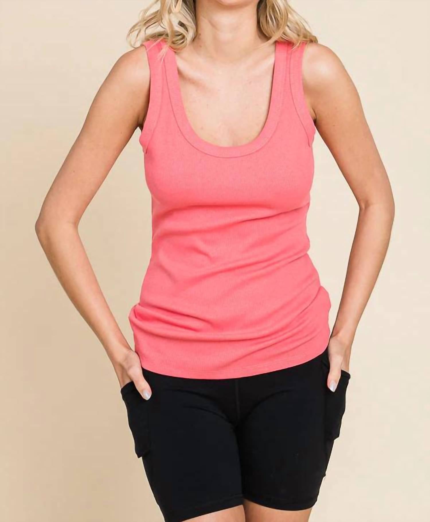 Culture Code Scoop Neck Tank Top in new coral pink - women's tank top