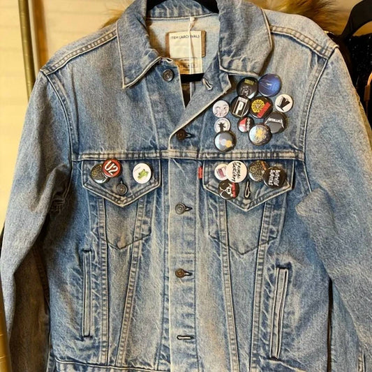 Archival Apparel - Unisex Upcycled Pins Jean Jacket