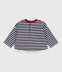 Petit Bateau Boat Striped Shirt in navy - kids' long sleeve top - alternate view