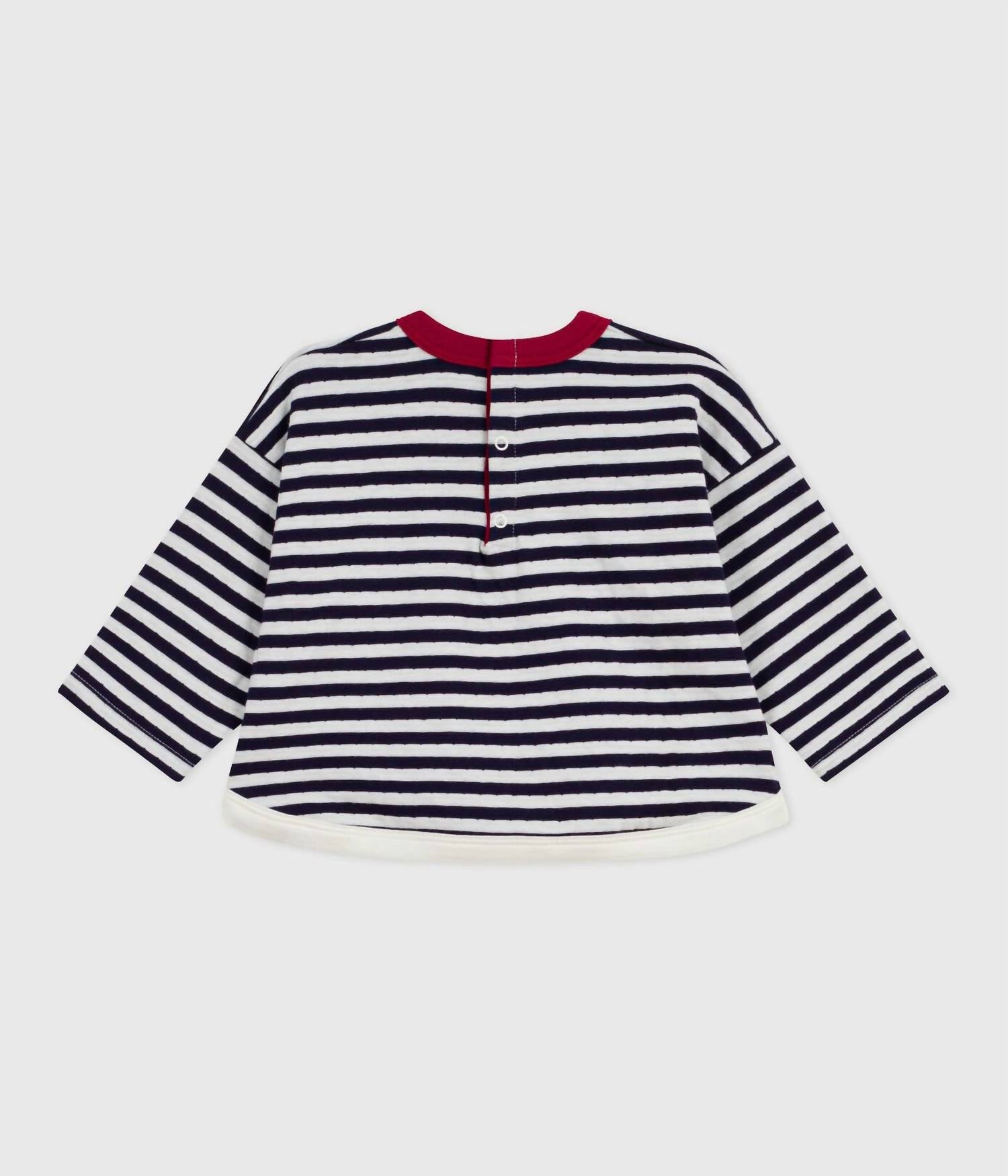Petit Bateau Boat Striped Shirt in navy - kids' long sleeve top - alternate view