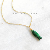 The Silver Wren - Women's Gemstone Fish Pendant Necklace