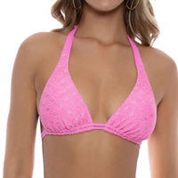 Luli Fama Brilla Triangle Halter Top in pink - women's swimwear