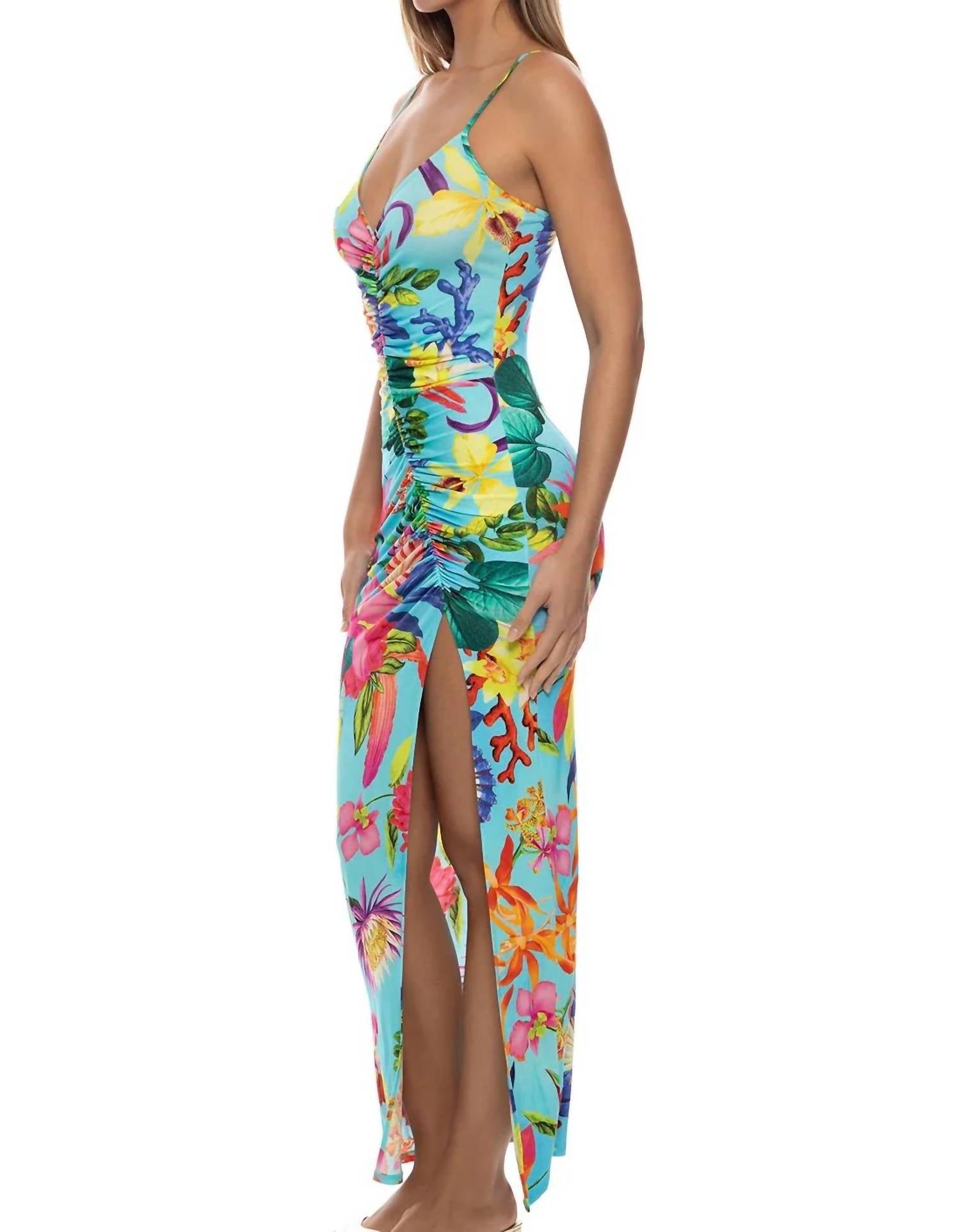 Luli Fama - Ocean's Kiss Ruched Front Tank Maxi Dress