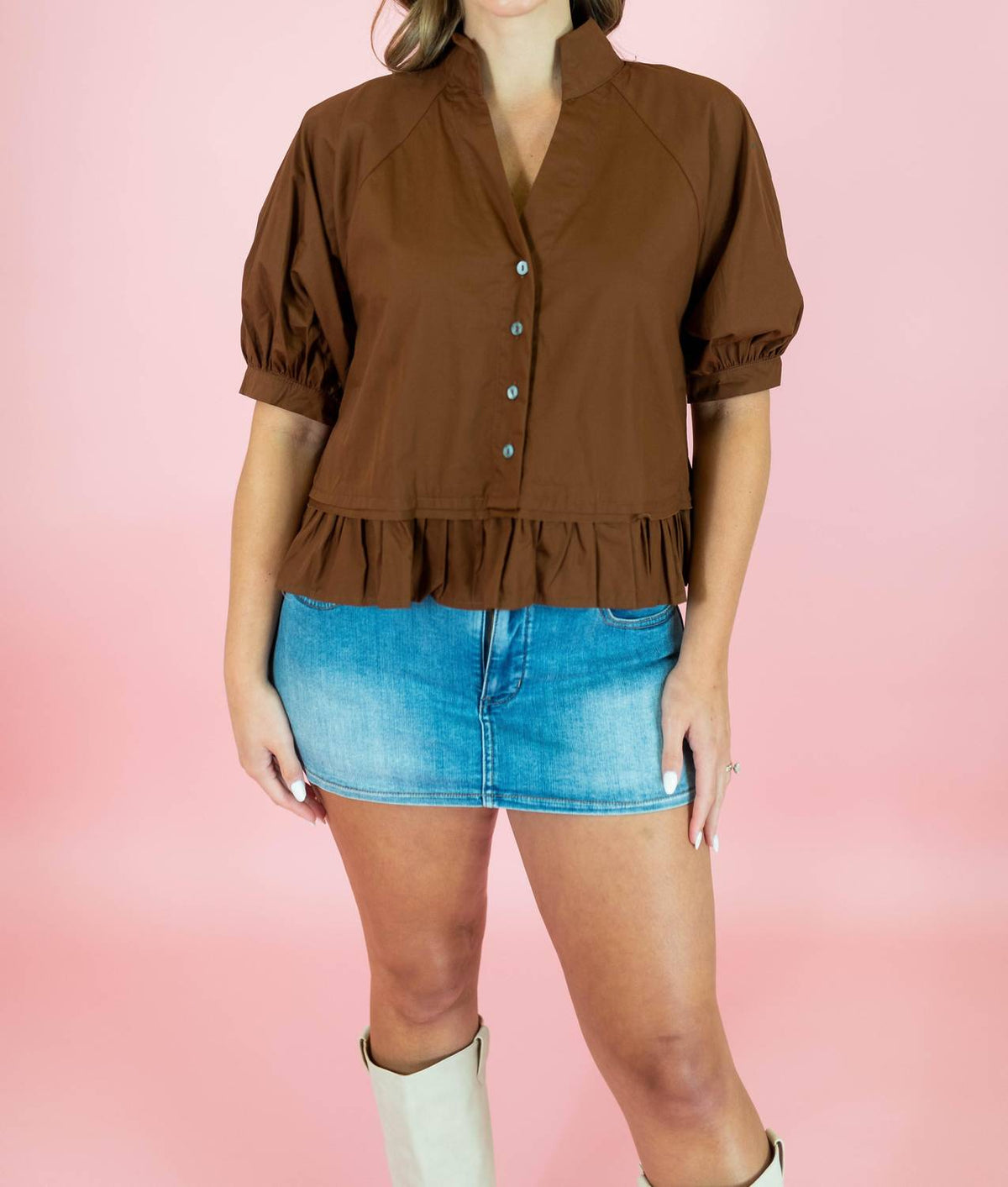 Entro - Boutique Style Ruffle Hem Blouse