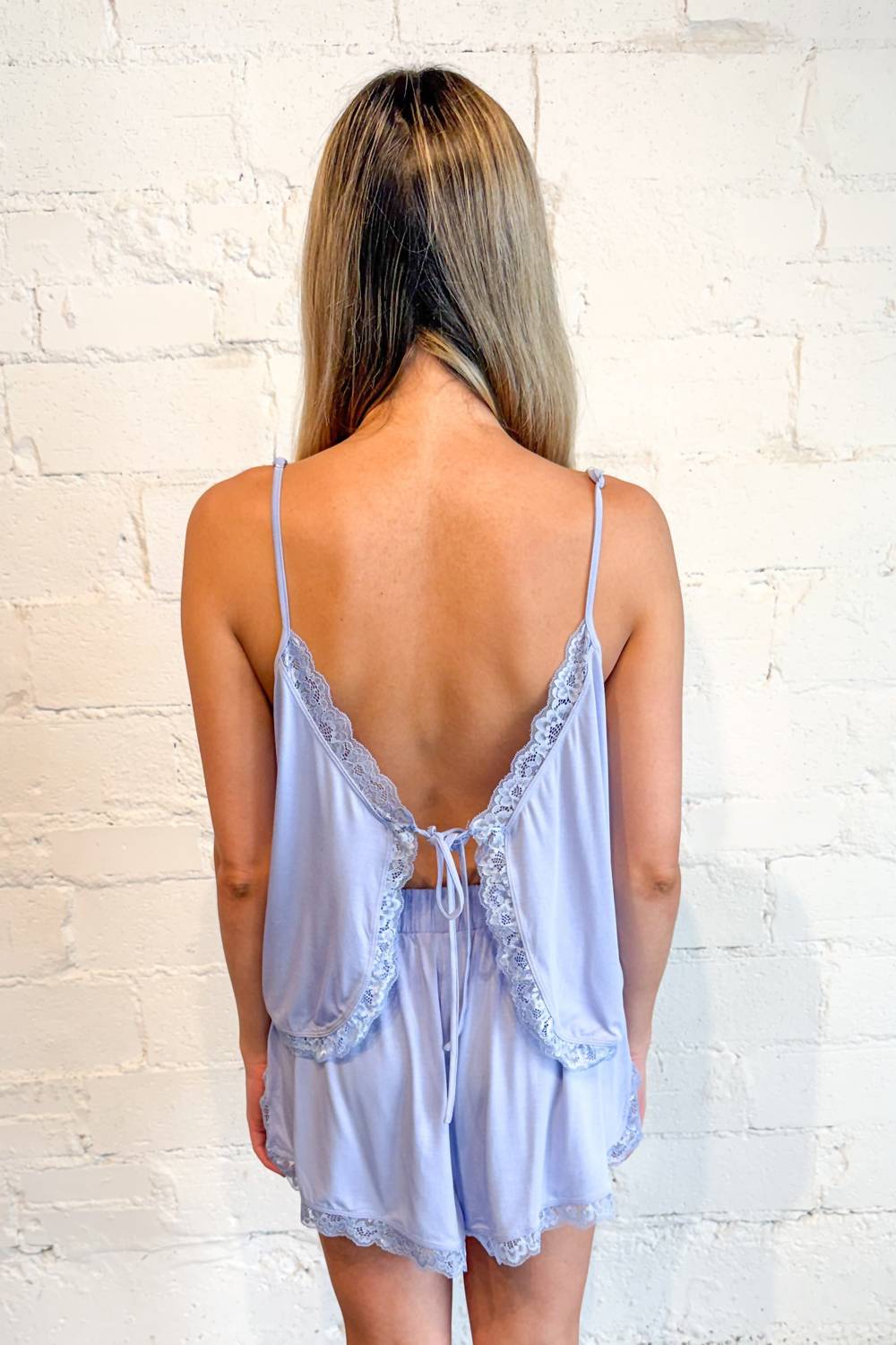 Free People Sleepless Summer Short Set in blue - women's sleepwear - alternate view