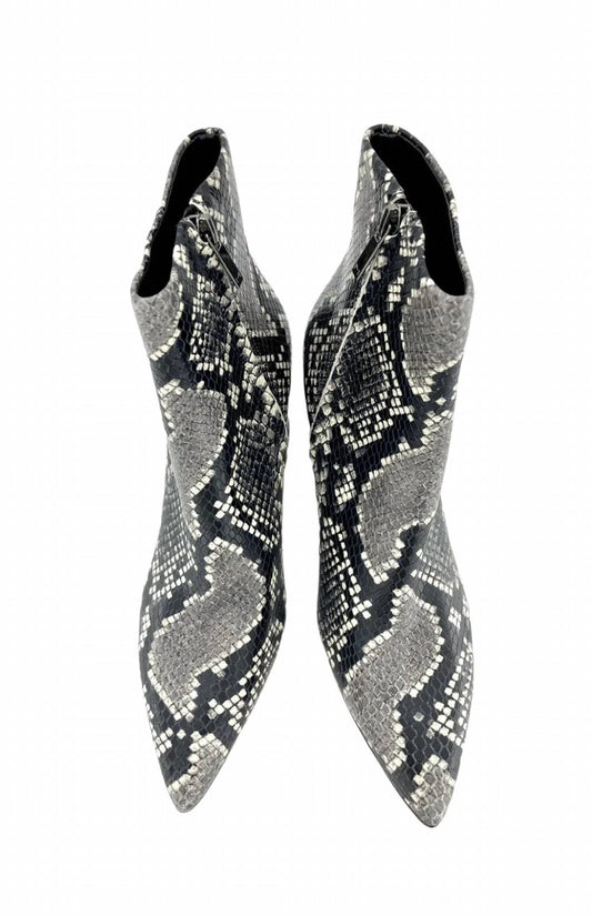 Marc Fisher - Women Snake Print Leather Pointed Toe Ankle Boots