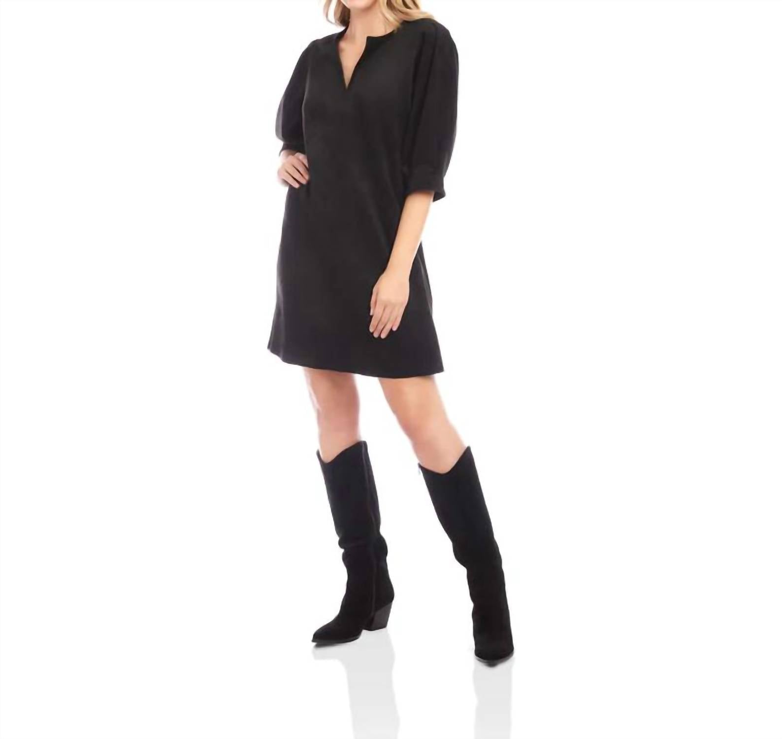Karen Kane - Faux Suede Puff Sleeve Dress