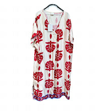 Anonyme Print V-neck Tunic Dress in red blue - women's dress - detail view